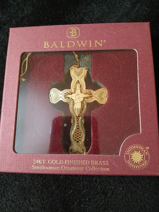 baldwin Other - Baldwin 24k Gold Finished Brass Cross Christmas Ornament Smithsonian Institute